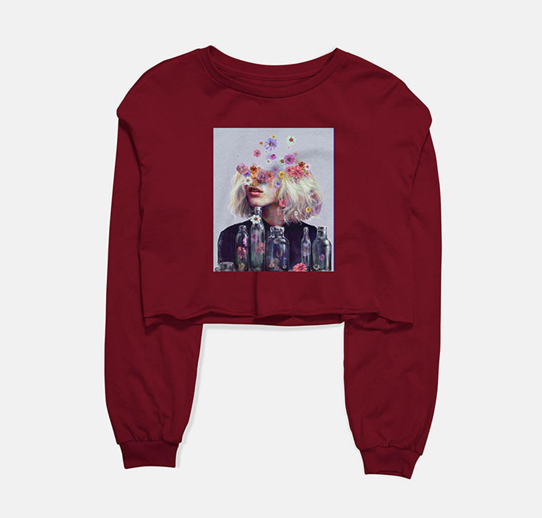 Lost In Thoughts Graphic Cropped Sweatshirt