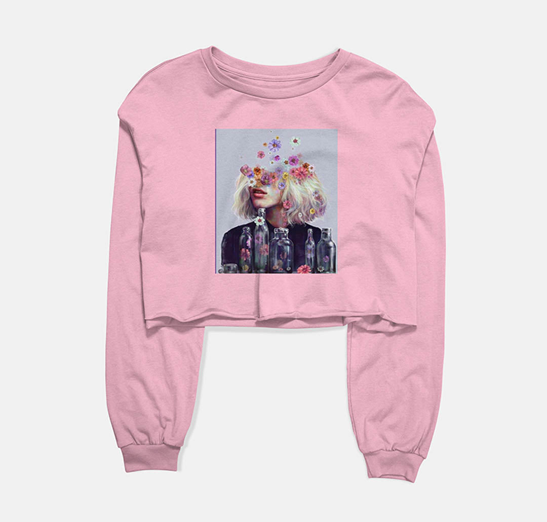 Lost In Thoughts Graphic Cropped Sweatshirt