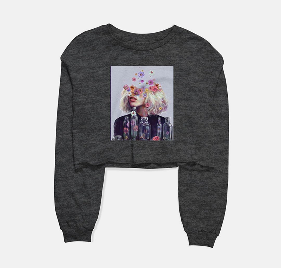 Lost In Thoughts Graphic Cropped Sweatshirt