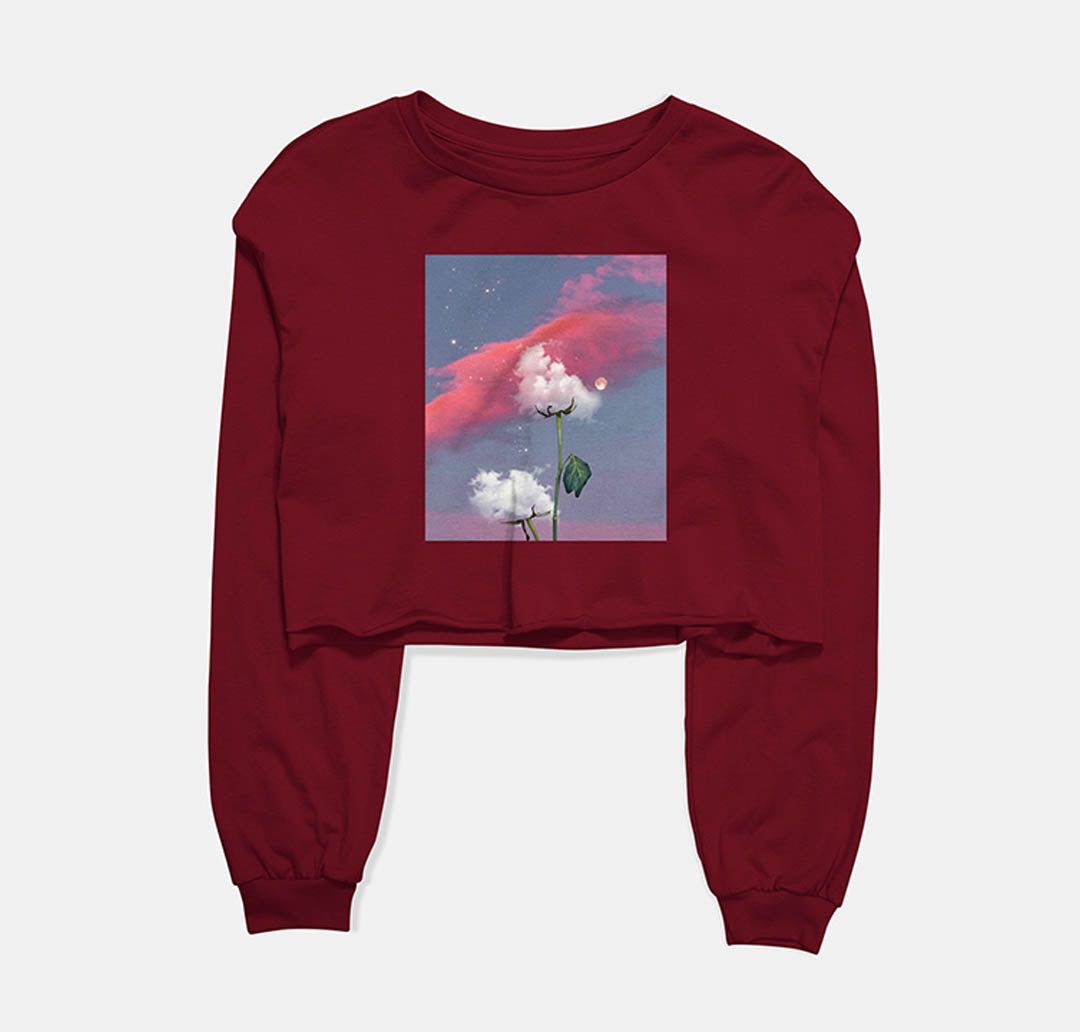 Gloomy Skies Graphic Cropped Sweatshirt