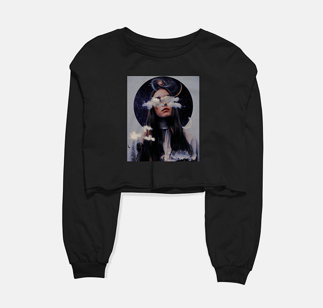 Lost In Thoughts Graphic Cropped Sweatshirt