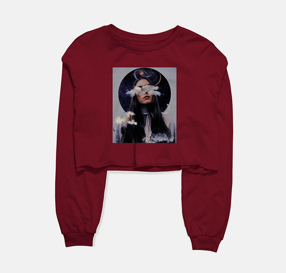 Lost In Thoughts Graphic Cropped Sweatshirt