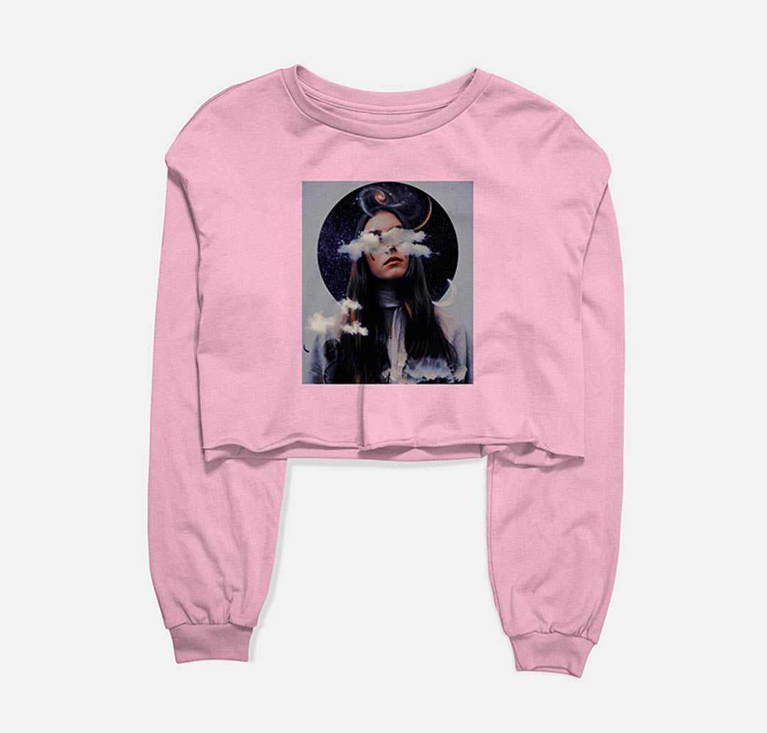 Lost In Thoughts Graphic Cropped Sweatshirt