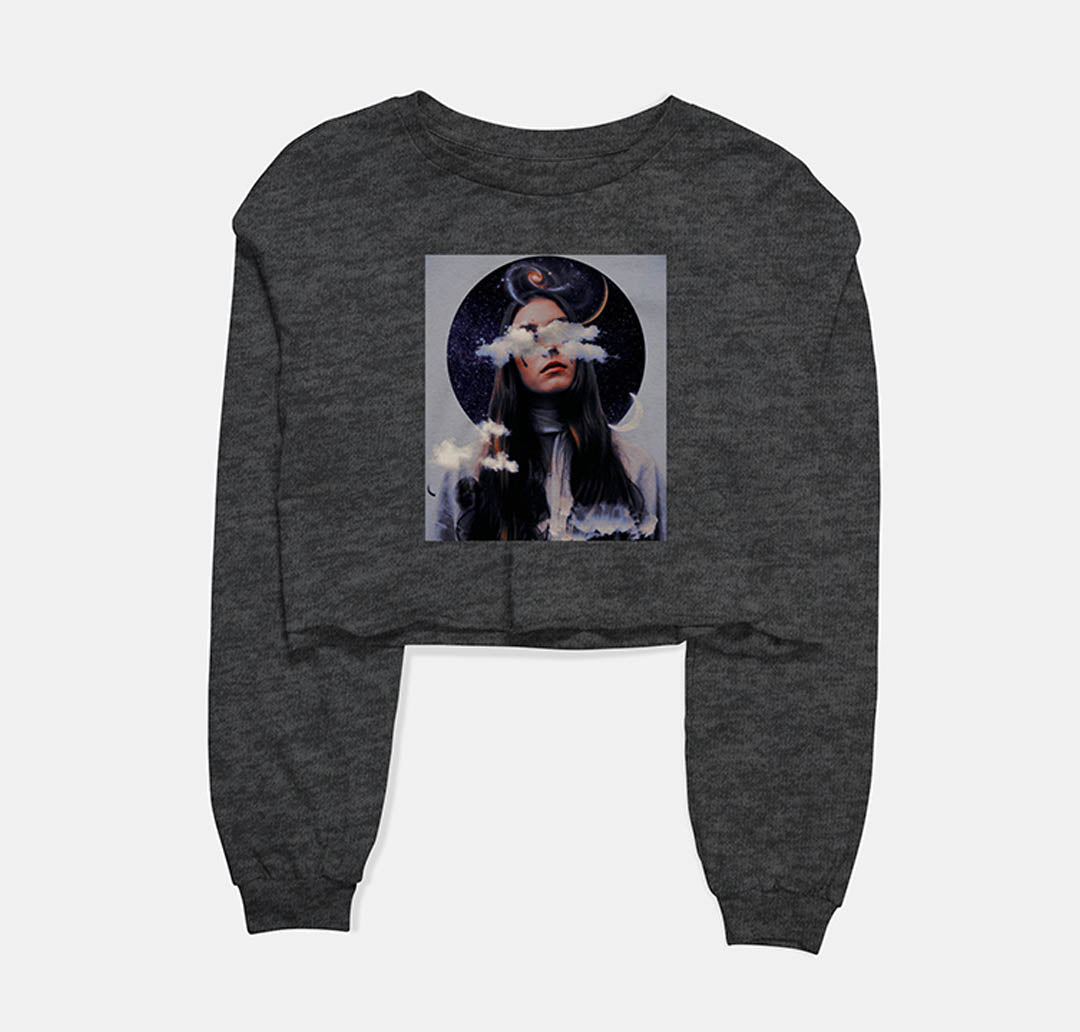 Lost In Thoughts Graphic Cropped Sweatshirt