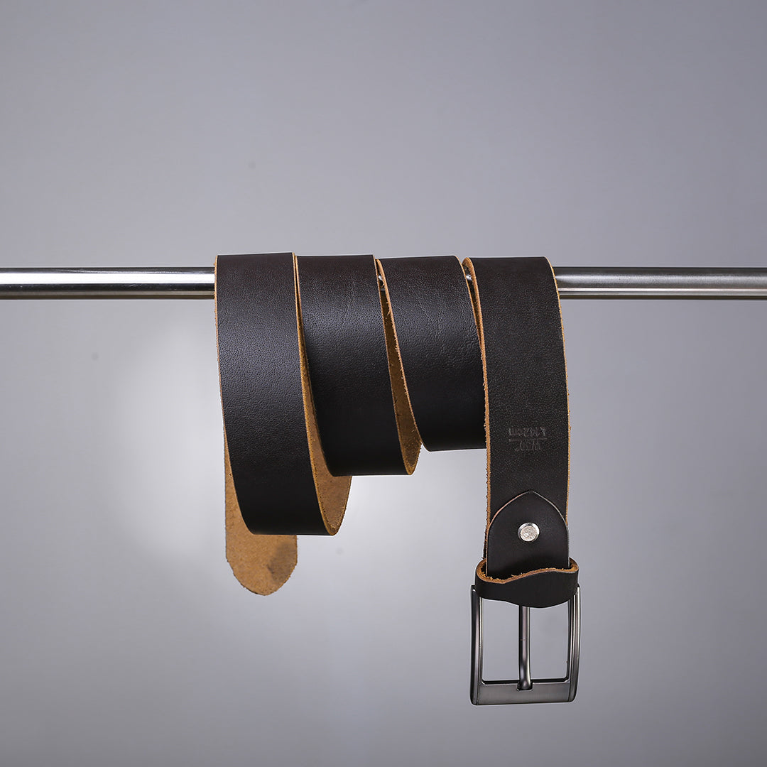 Faux-Dark Charcoal Leather Belt