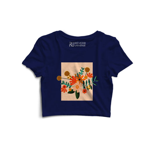 Orange Flowers Graphic Crop Top