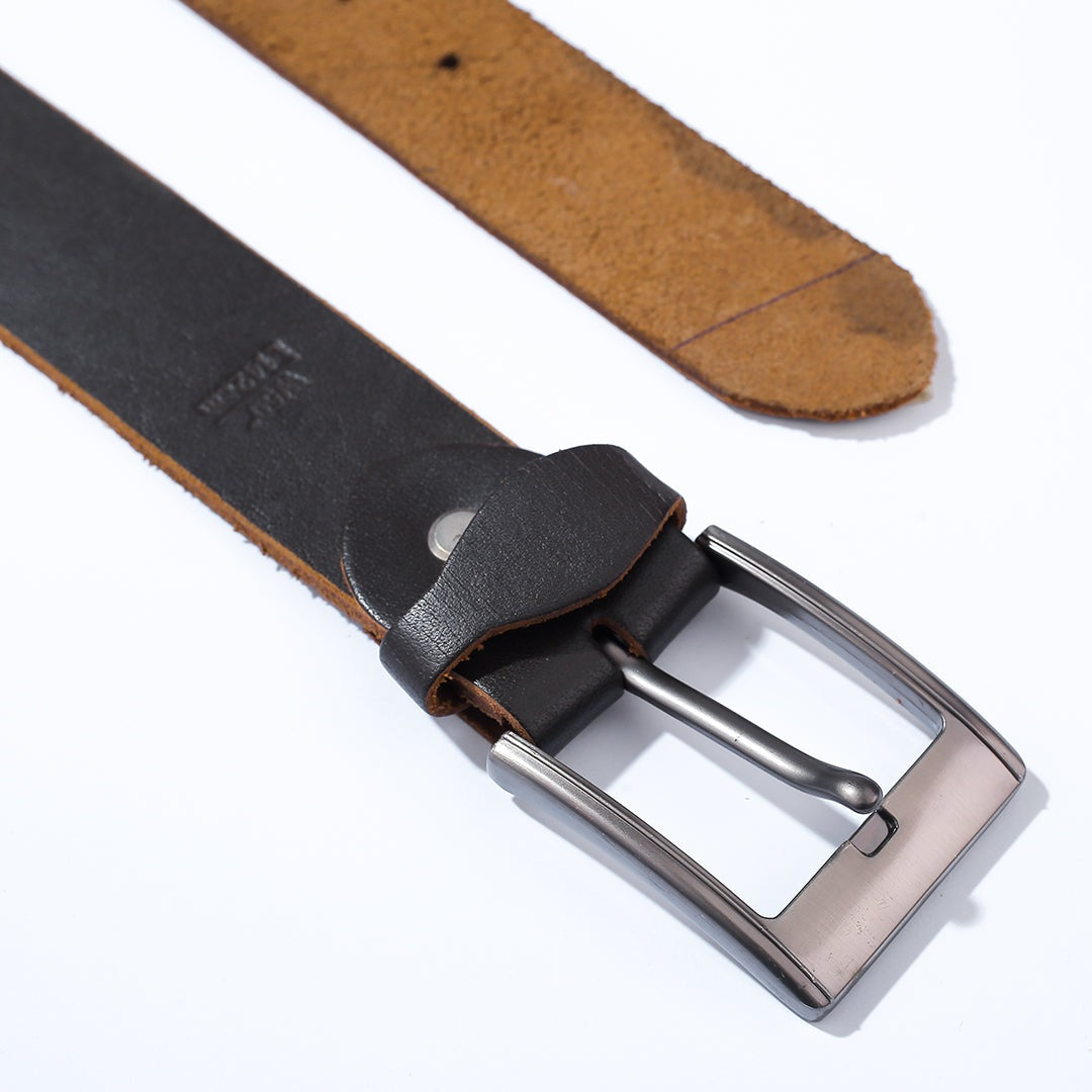 Faux-Dark Charcoal Leather Belt