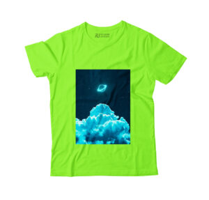 Neon Blue Clouds Graphic Neon Green Ltd Tee