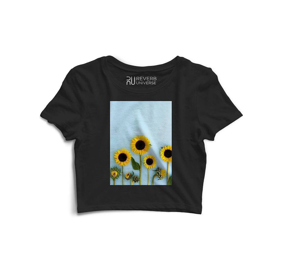 Sunflowers Everywhere Graphic Crop Top