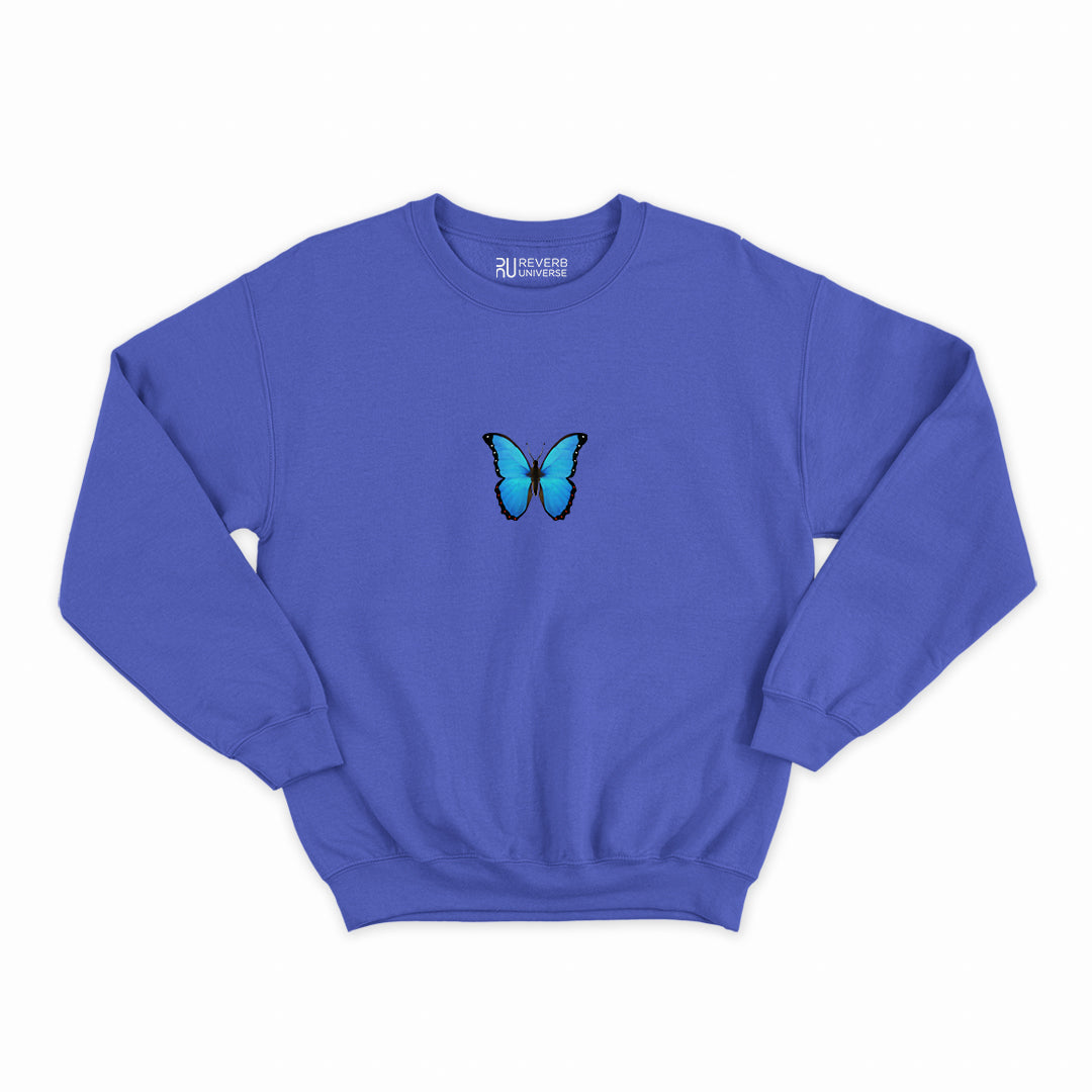 Neon Blue Butterfly Graphic Sweatshirt