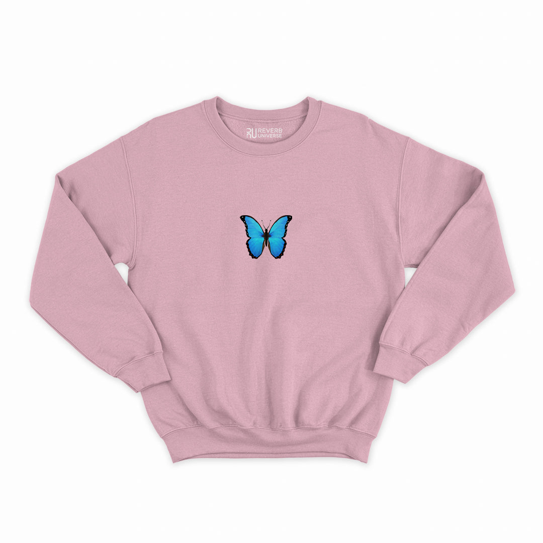 Neon Blue Butterfly Graphic Sweatshirt