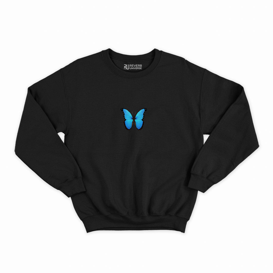 Neon Blue Butterfly Graphic Sweatshirt