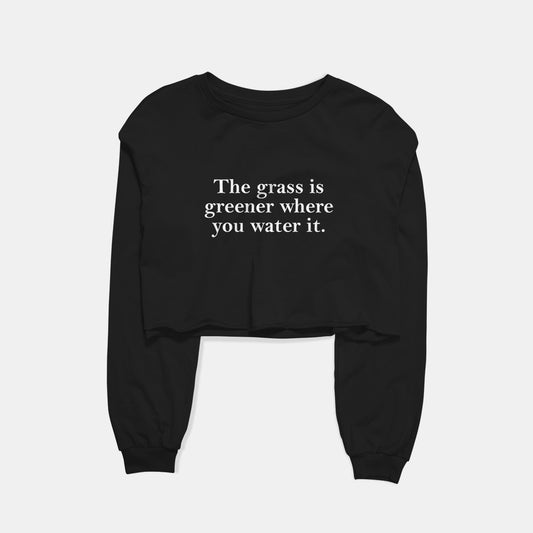 Grass Is Greener Graphic Cropped Sweatshirt
