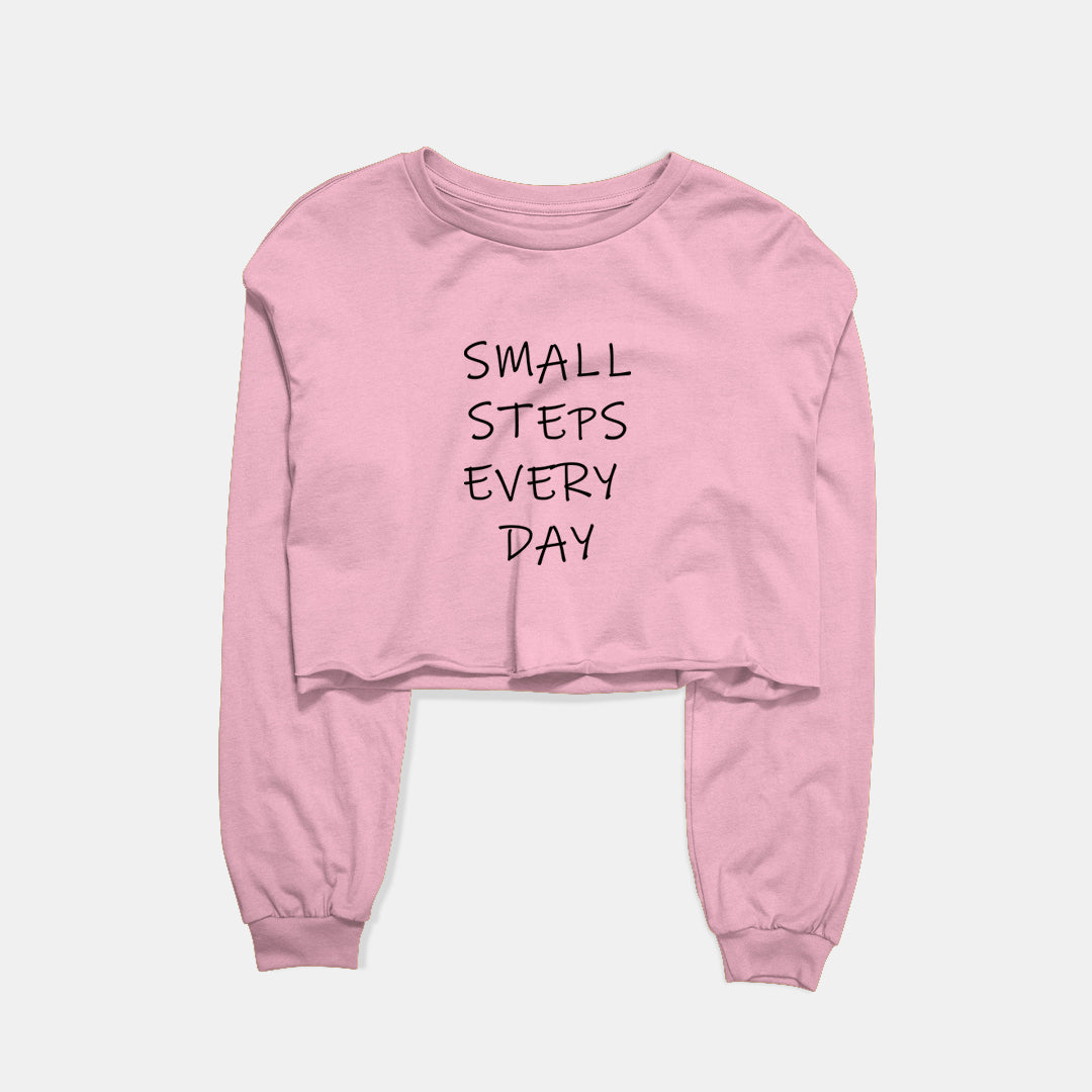 Small Steps Everyday Graphic Cropped Sweatshirt