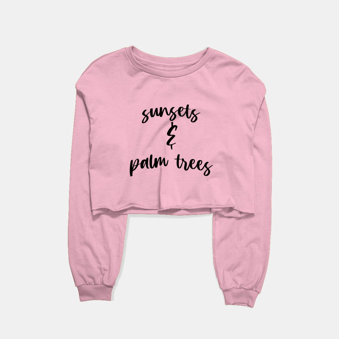 Sunsets & Palm Trees Graphic Cropped Sweatshirt