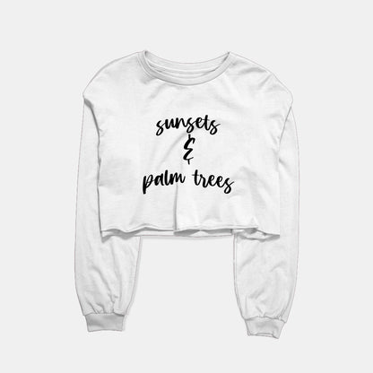 Sunsets & Palm Trees Graphic Cropped Sweatshirt