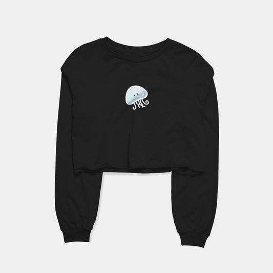 Jelly Fish Graphic Cropped Sweatshirt