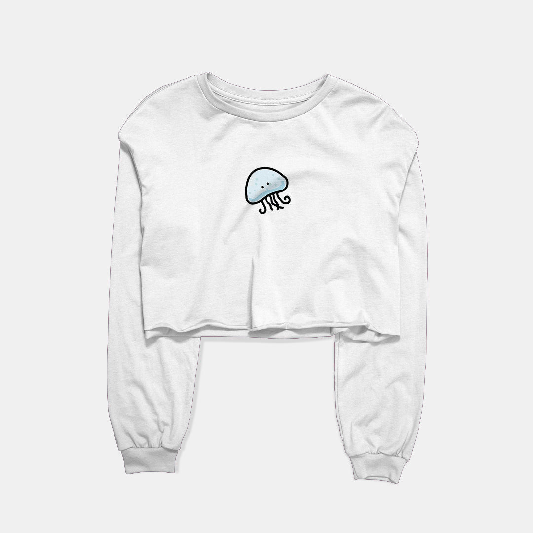 Jelly Fish Graphic Cropped Sweatshirt