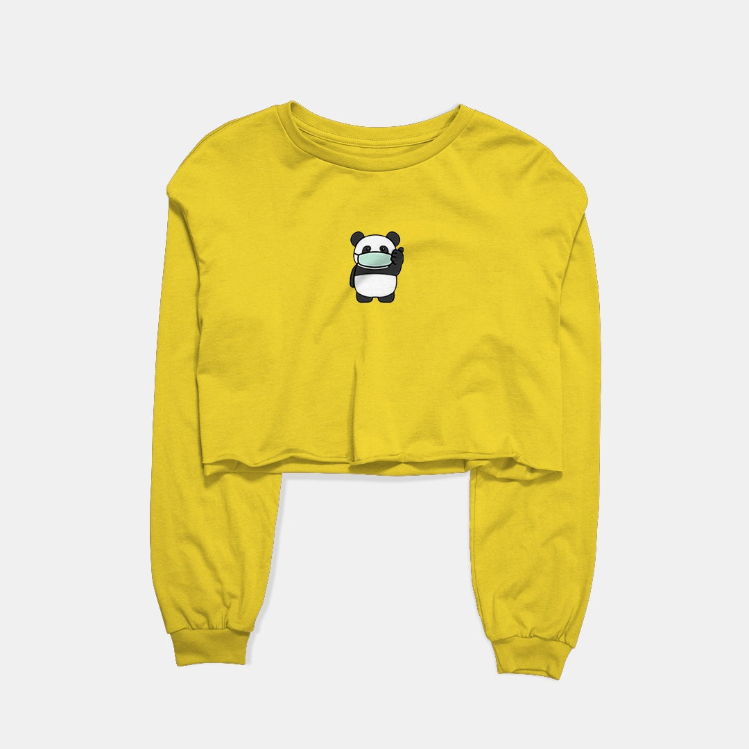 Panda During Covid Graphic Cropped Sweatshirt