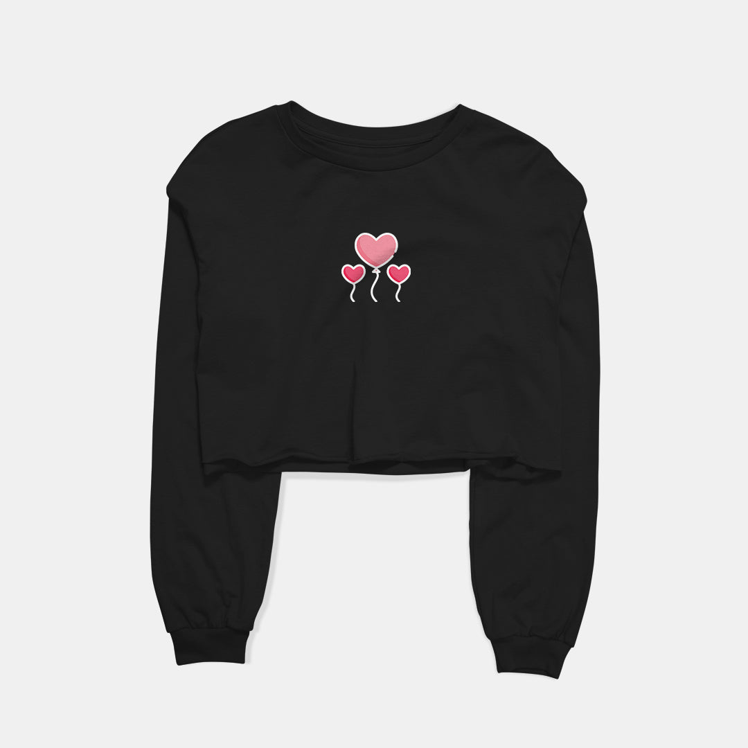 Heart Ballons Graphic Cropped Sweatshirt