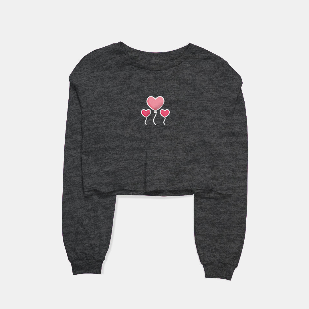 Heart Ballons Graphic Cropped Sweatshirt