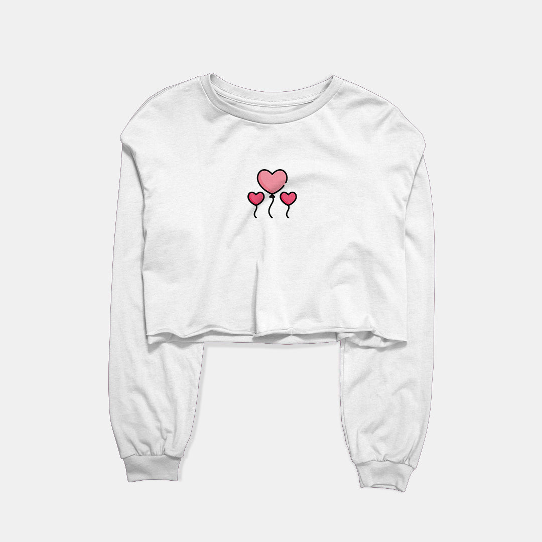 Heart Ballons Graphic Cropped Sweatshirt