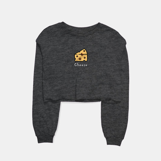 Cheese Graphic Cropped Sweatshirt