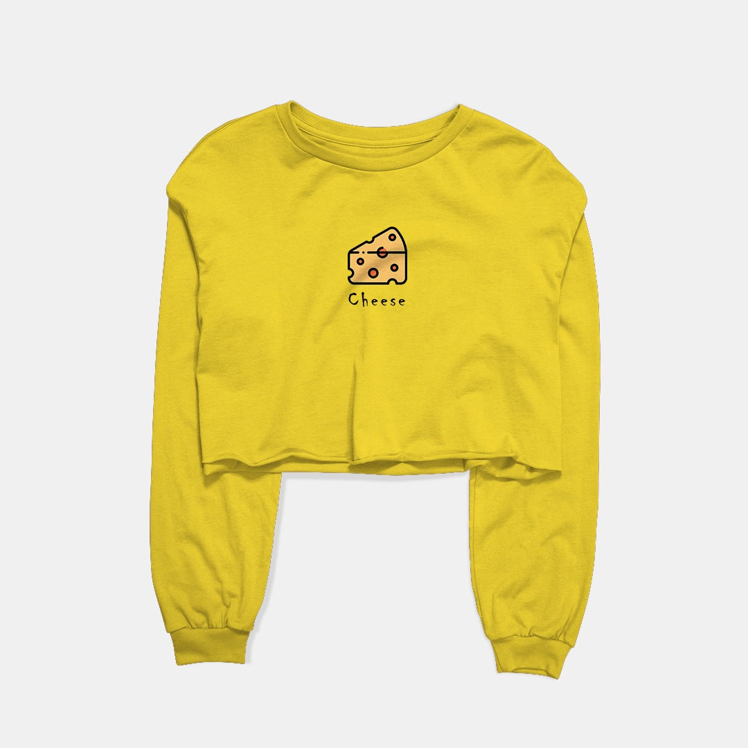 Cheese Graphic Cropped Sweatshirt