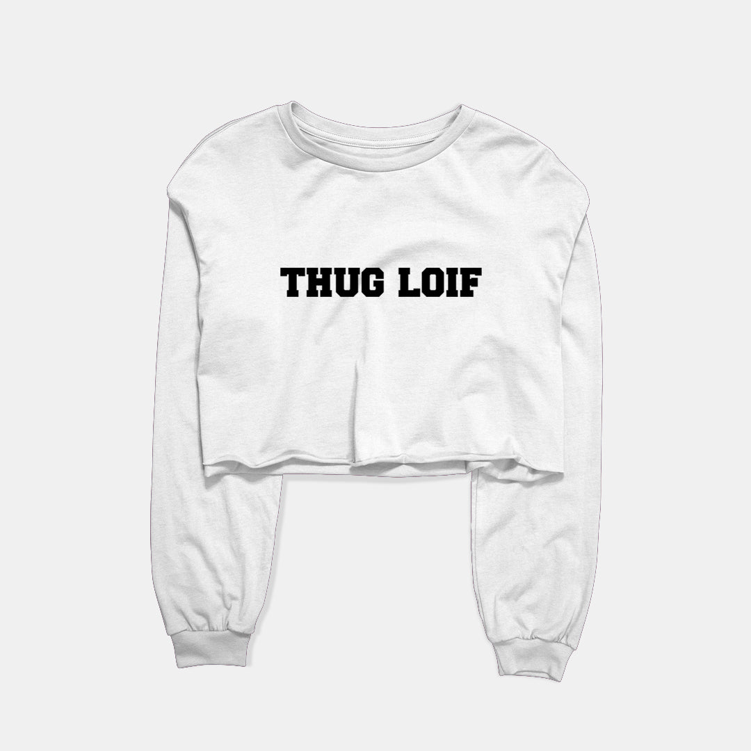 Thug Loif Graphic Cropped Sweatshirt