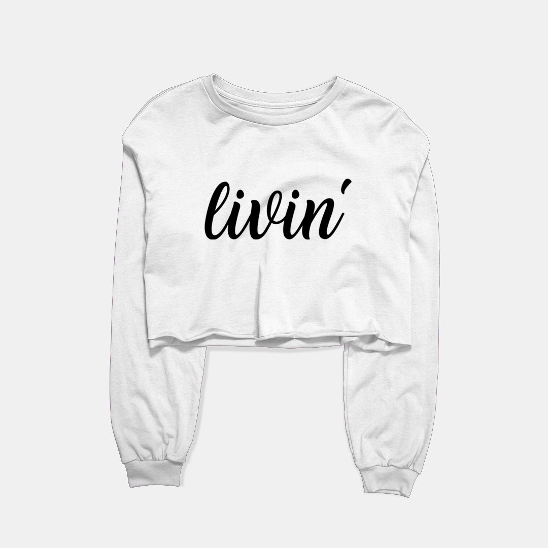 Livin Graphic Cropped Sweatshirt