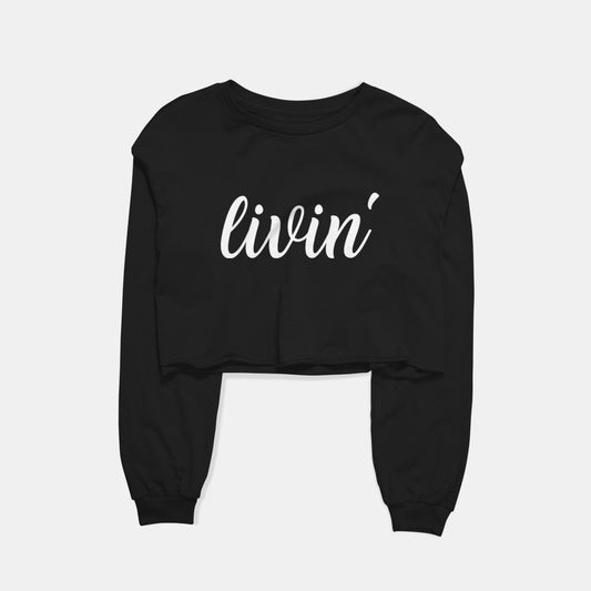 Livin Graphic Cropped Sweatshirt