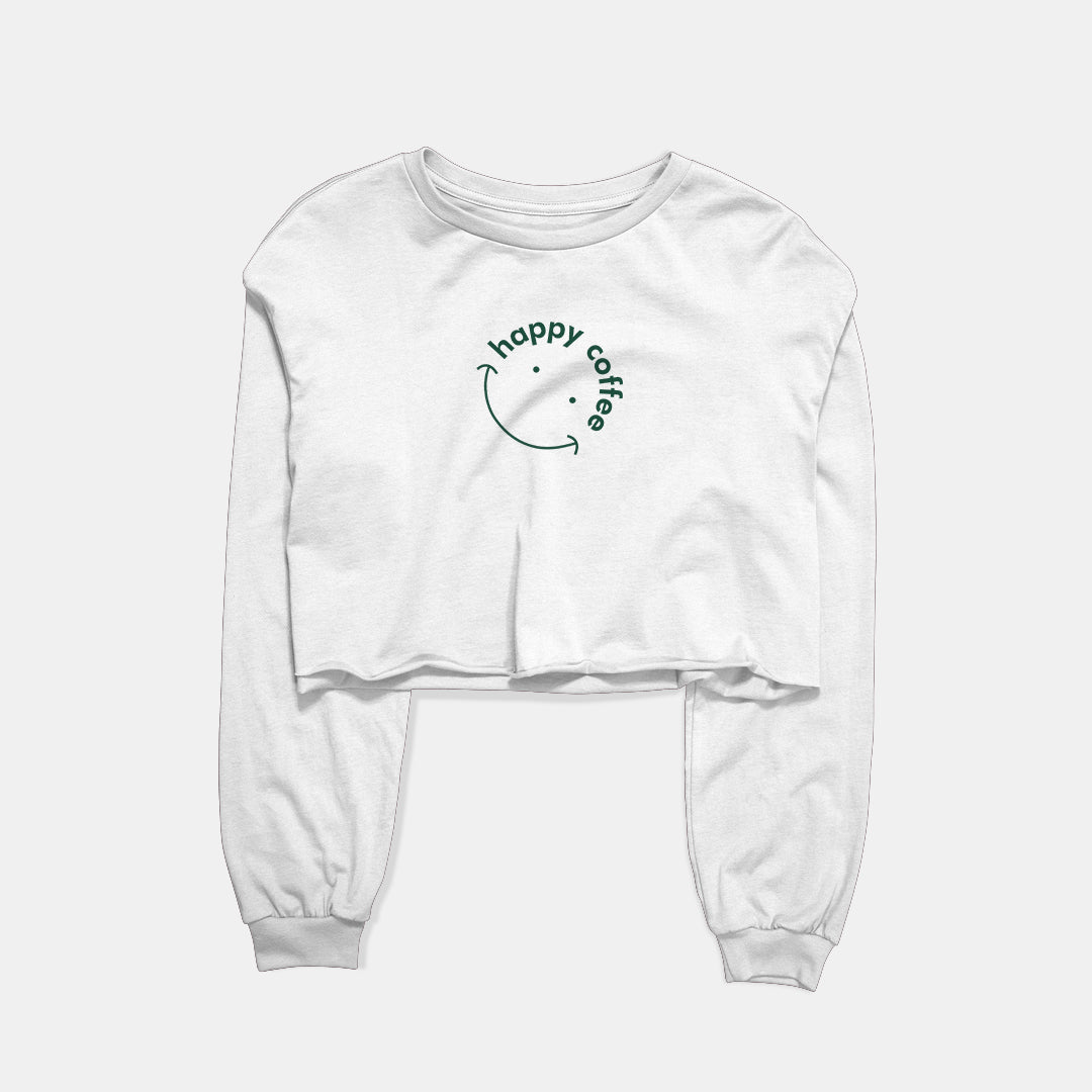 Happy Coffee Graphic Cropped Sweatshirt