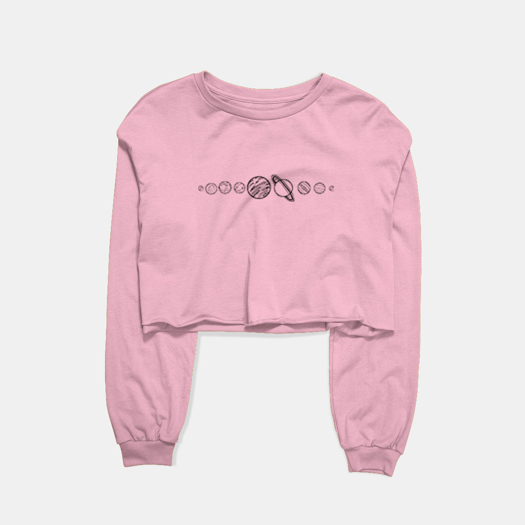 Solar System Graphic Cropped Sweatshirt