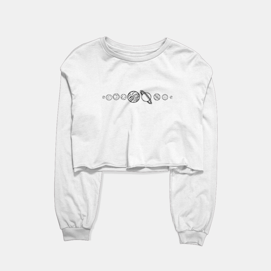 Solar System Graphic Cropped Sweatshirt