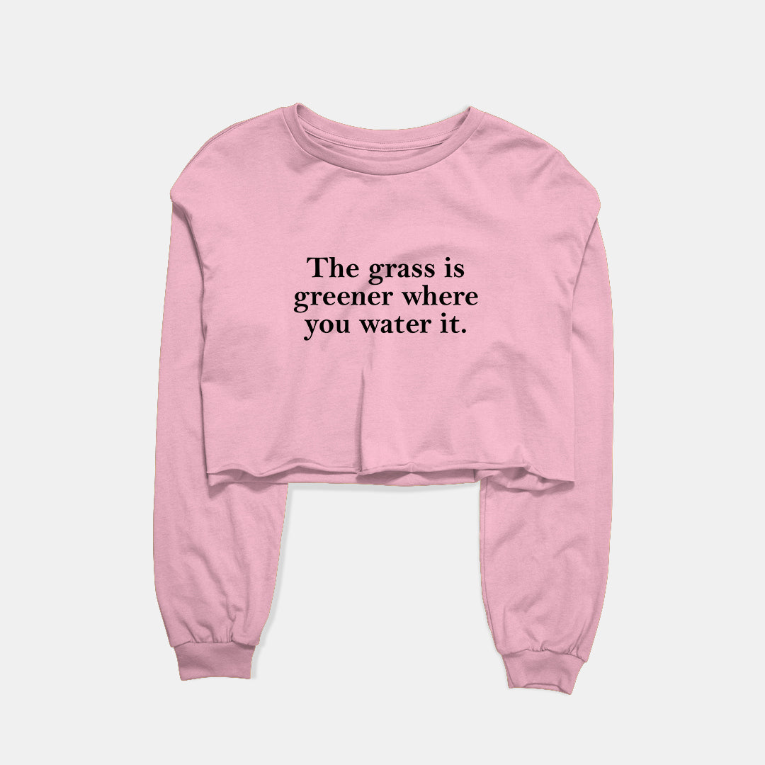 Grass Is Greener Graphic Cropped Sweatshirt