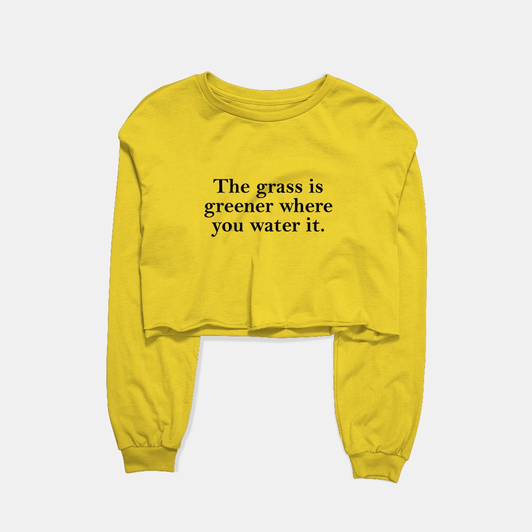 Grass Is Greener Graphic Cropped Sweatshirt