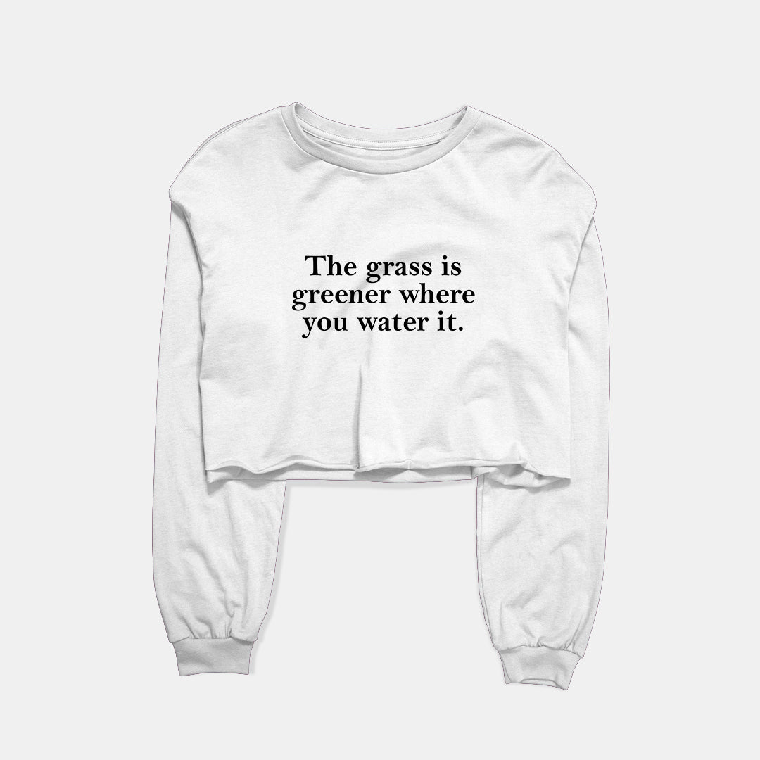 Grass Is Greener Graphic Cropped Sweatshirt