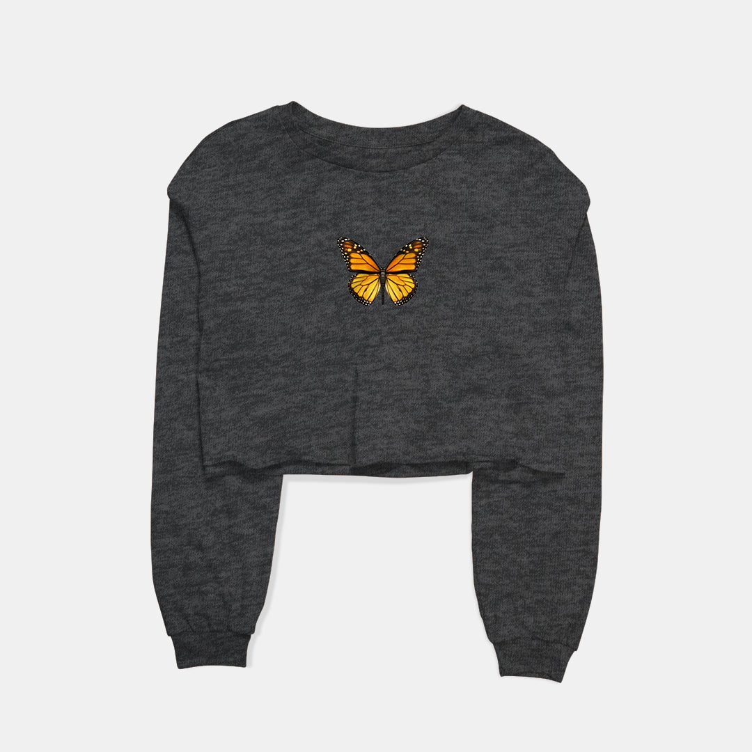 Golden Butterfly Graphic Cropped Sweatshirt