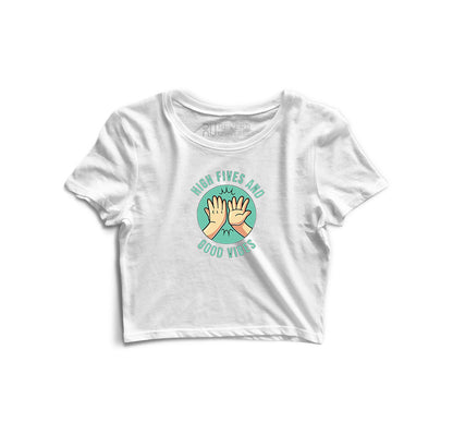 High Fives and Good Vibes Graphic Crop Top