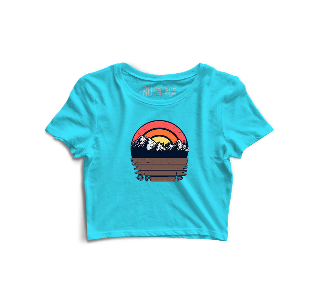 Sunset Behind the Hills Graphic Crop Top
