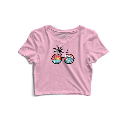 Sunset and Waves Graphic Crop Top