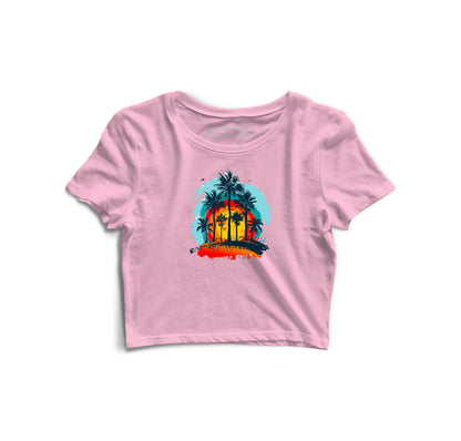 Sunset and Trees Graphic Crop Top