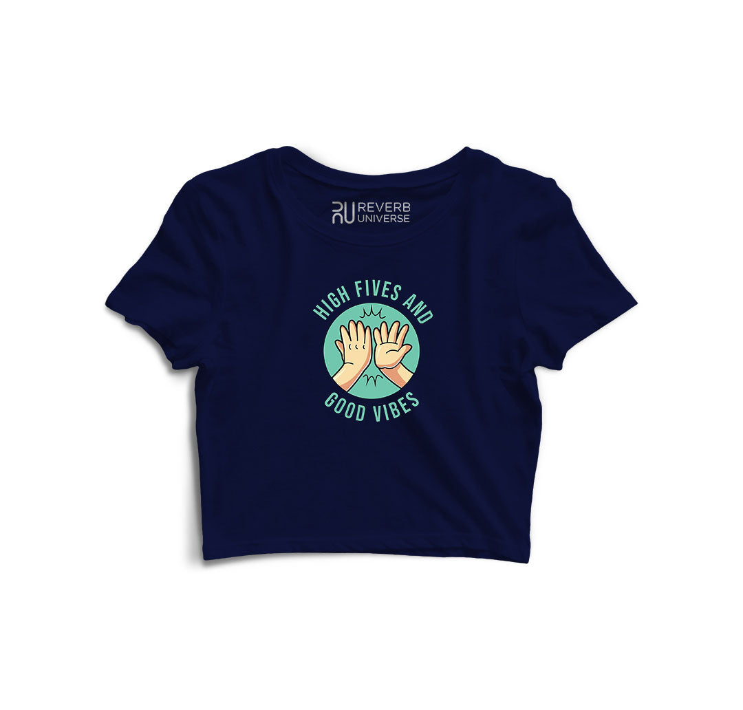 High Fives and Good Vibes Graphic Crop Top