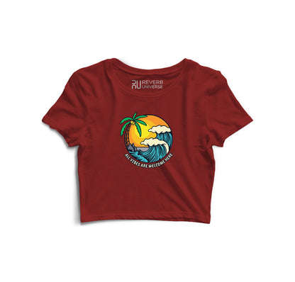 All Vibes are Welcome Here Graphic Crop Top