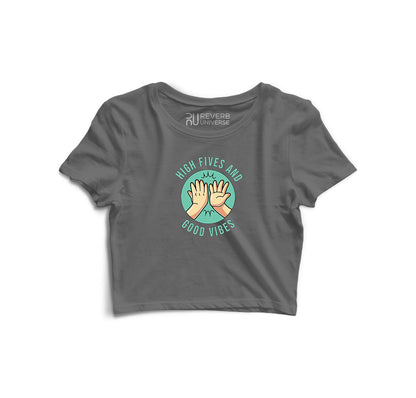 High Fives and Good Vibes Graphic Crop Top