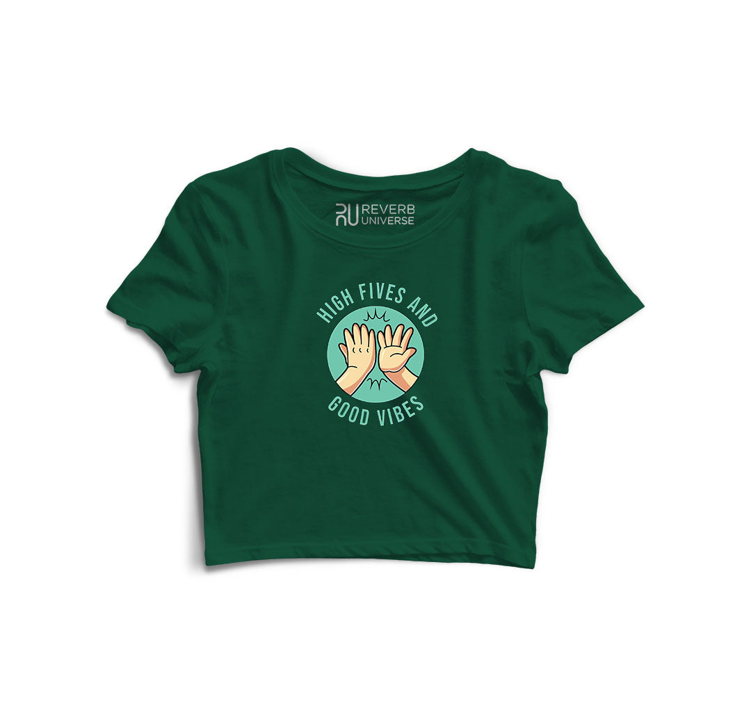 High Fives and Good Vibes Graphic Crop Top