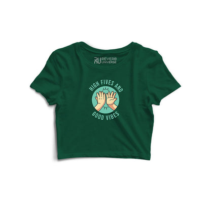 High Fives and Good Vibes Graphic Crop Top