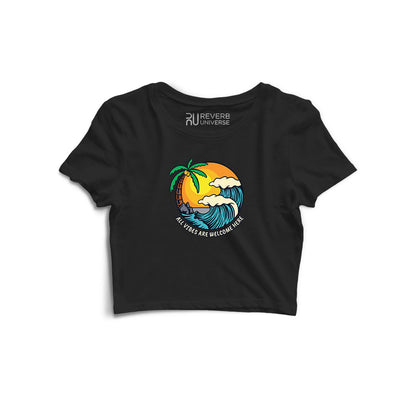 All Vibes are Welcome Here Graphic Crop Top