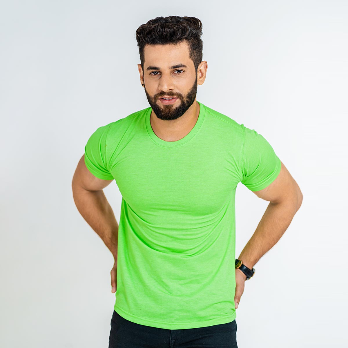 Basic Parrot Green Half Sleeve Tee