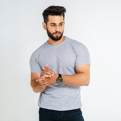Basic Heather Grey Half Sleeve Tee